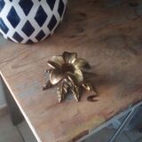 Vintage flower candlestick in chissed solid brass