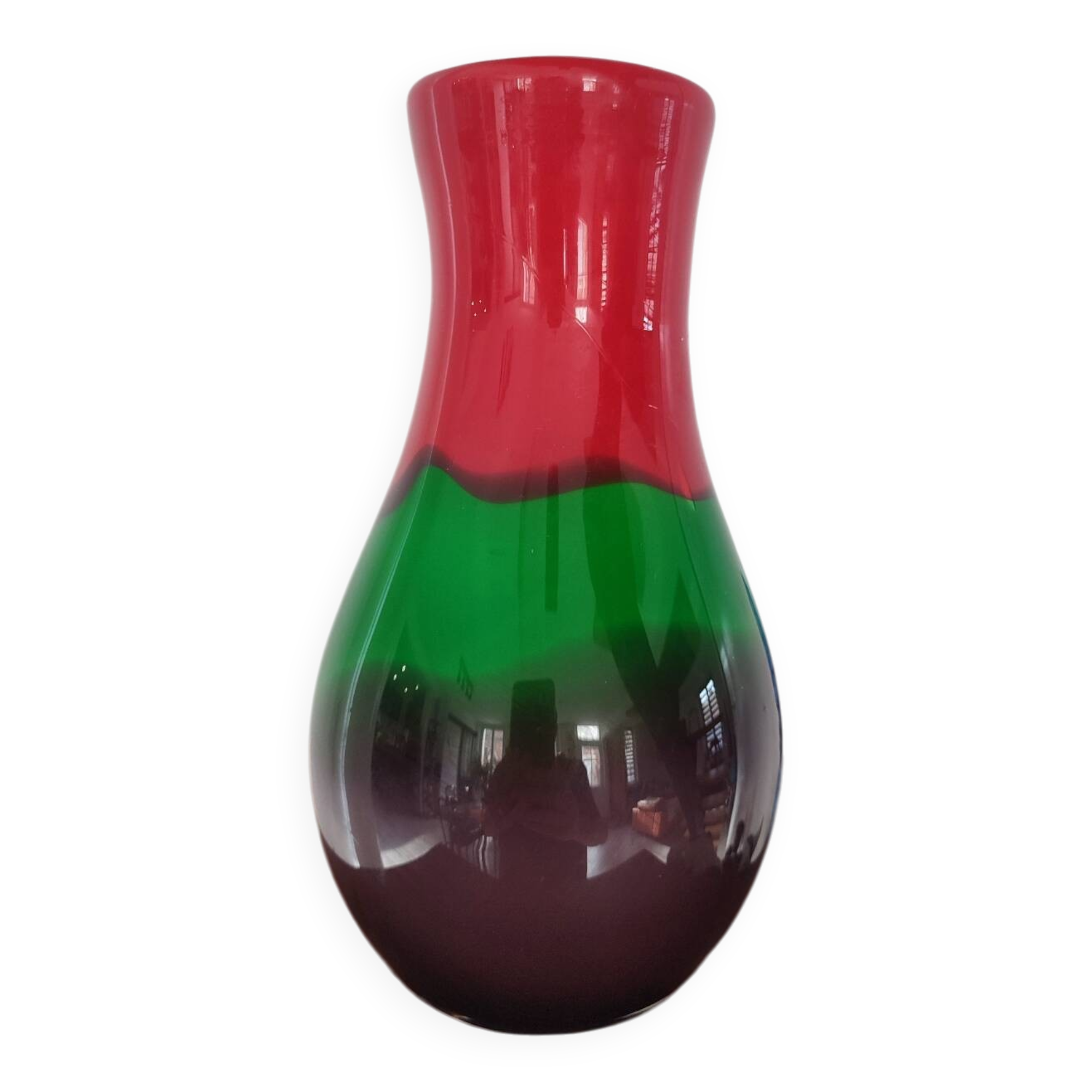 Tricoloured domed vase in thick glass