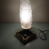 Structured tulip glass bedside lamp and laitone base / vintage 50-60s
