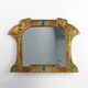 Miroir Art Nouveau en laiton et incrustation de verre, signé A.H. Villaket, France