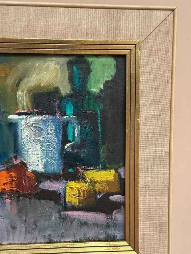 Original Swedish Oil on Canvas – Abstract Still Life – Signed – Vintage