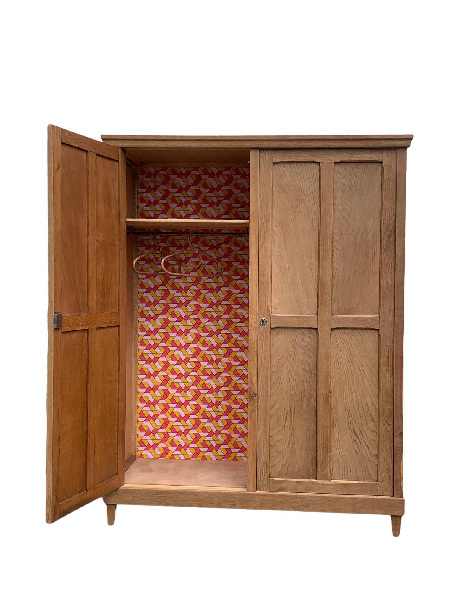 Armoire parisienne art déco 1930 penderie démontable bois brut
