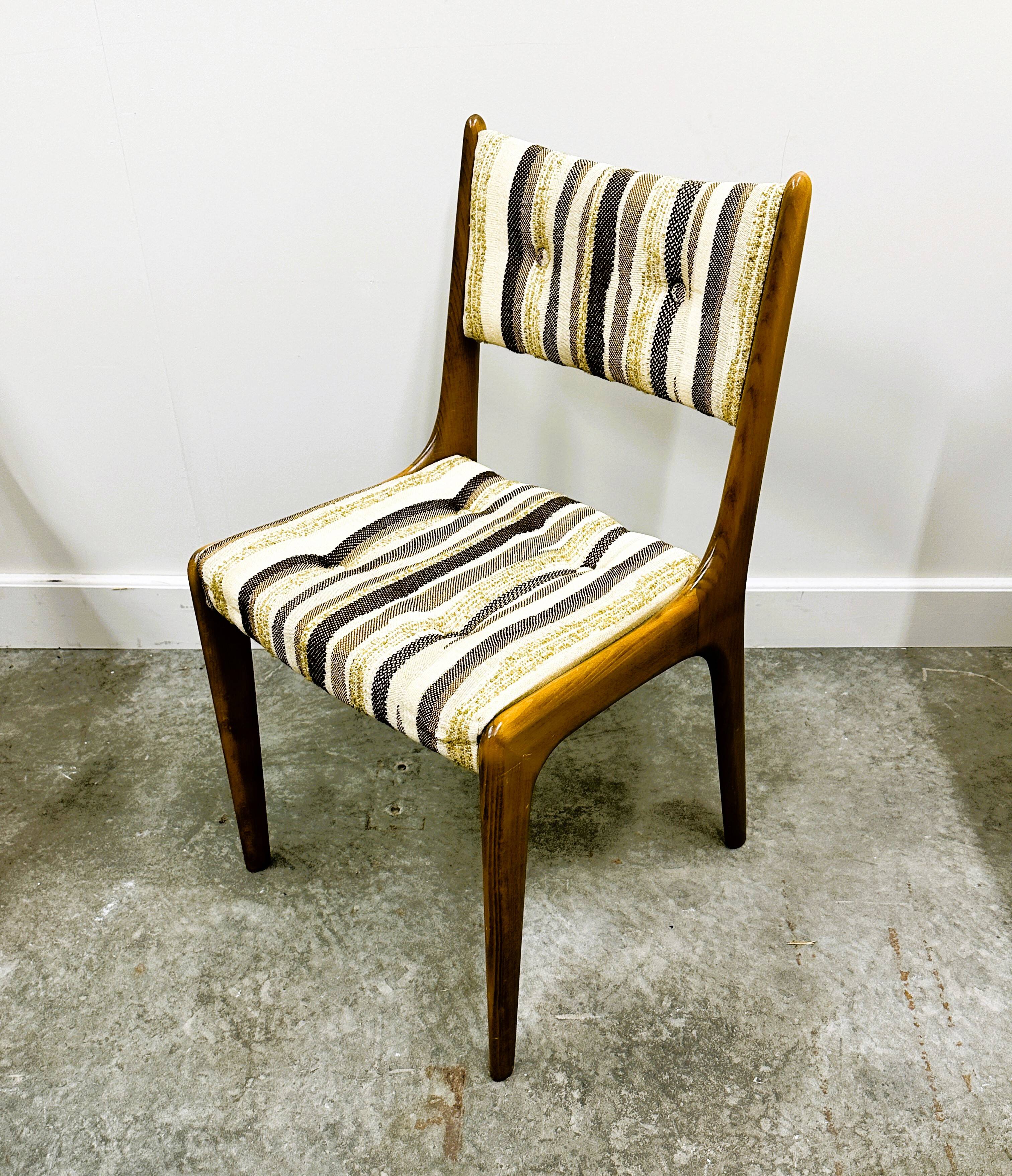 Set of 4 Teak Danish Dining Chairs with Original Fabric, 1970s