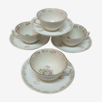 4 tea cups, Limoges, 1960