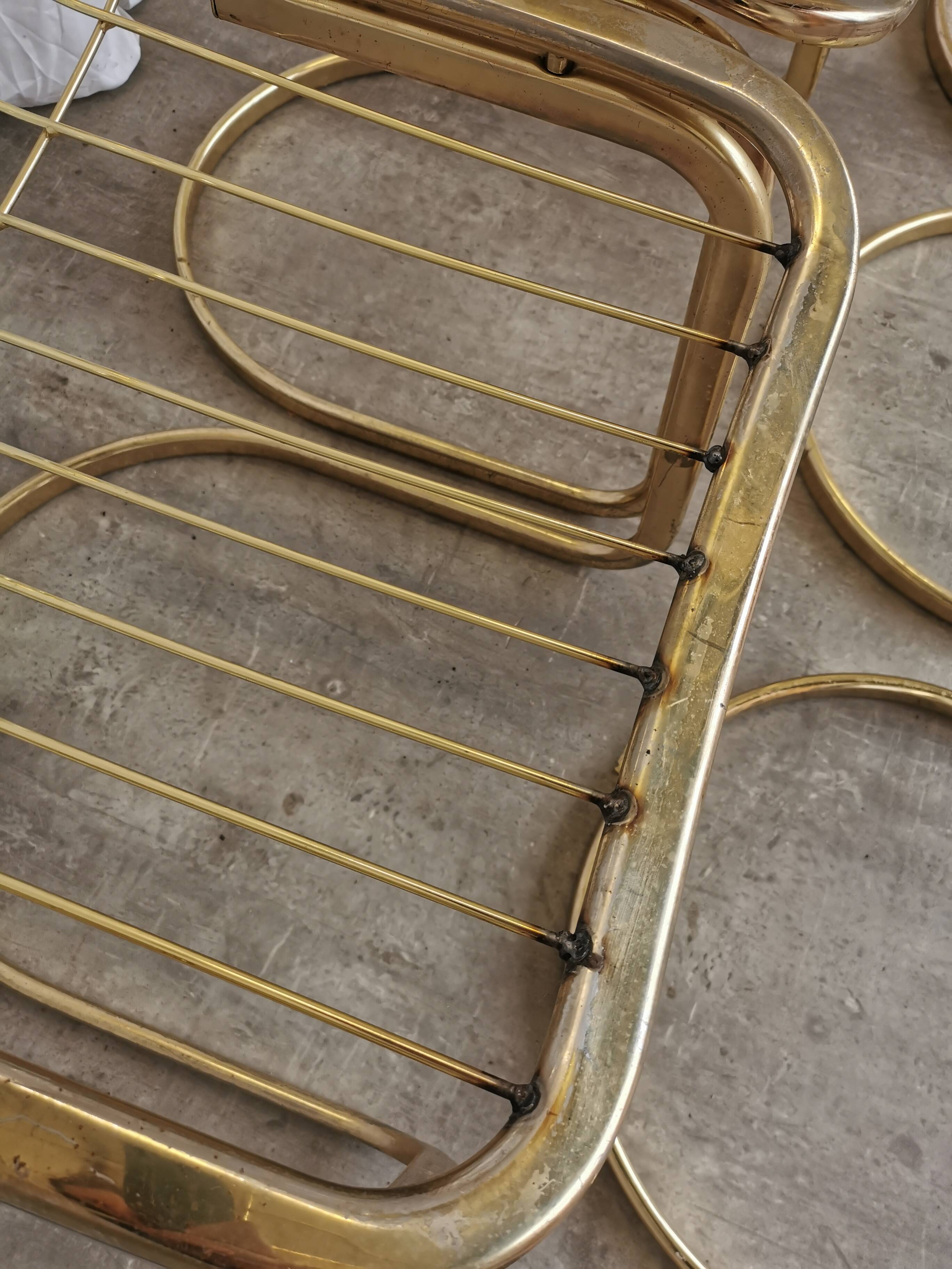 Set of 6 Vintage Gold Chrome Dining Chairs: Italian Mid-Century Design