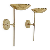 Paire d'appliques XL en laiton et verre, France, 1980
