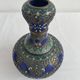 Vintage, pair of vases, Chinese, cloisonné metal, enameled, polychrome floral decor, golden hoop