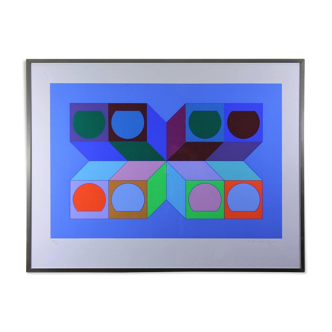 Série Cube, sérigraphie, 1974, signé et numéroté, Victor Vasarely