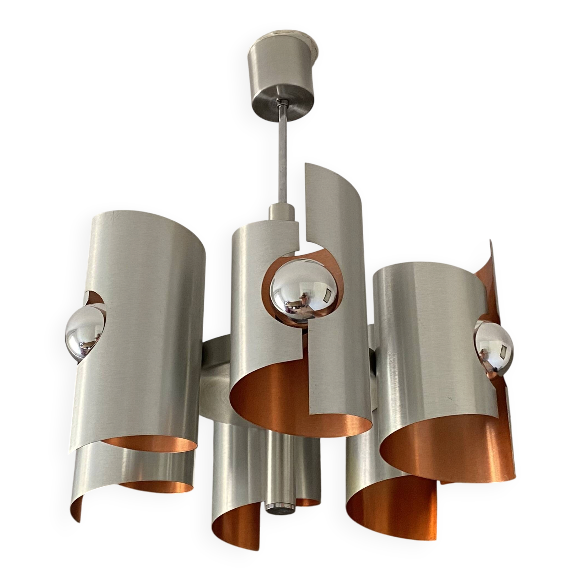 Lustre Polam Bielsko. 1970. Space age. Inox Brossé.