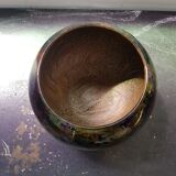 Ancien Vase Boule Verre Multicouche Multicolore Vintage