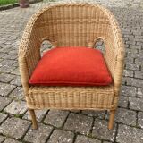 Rattan children's armchair with cushion