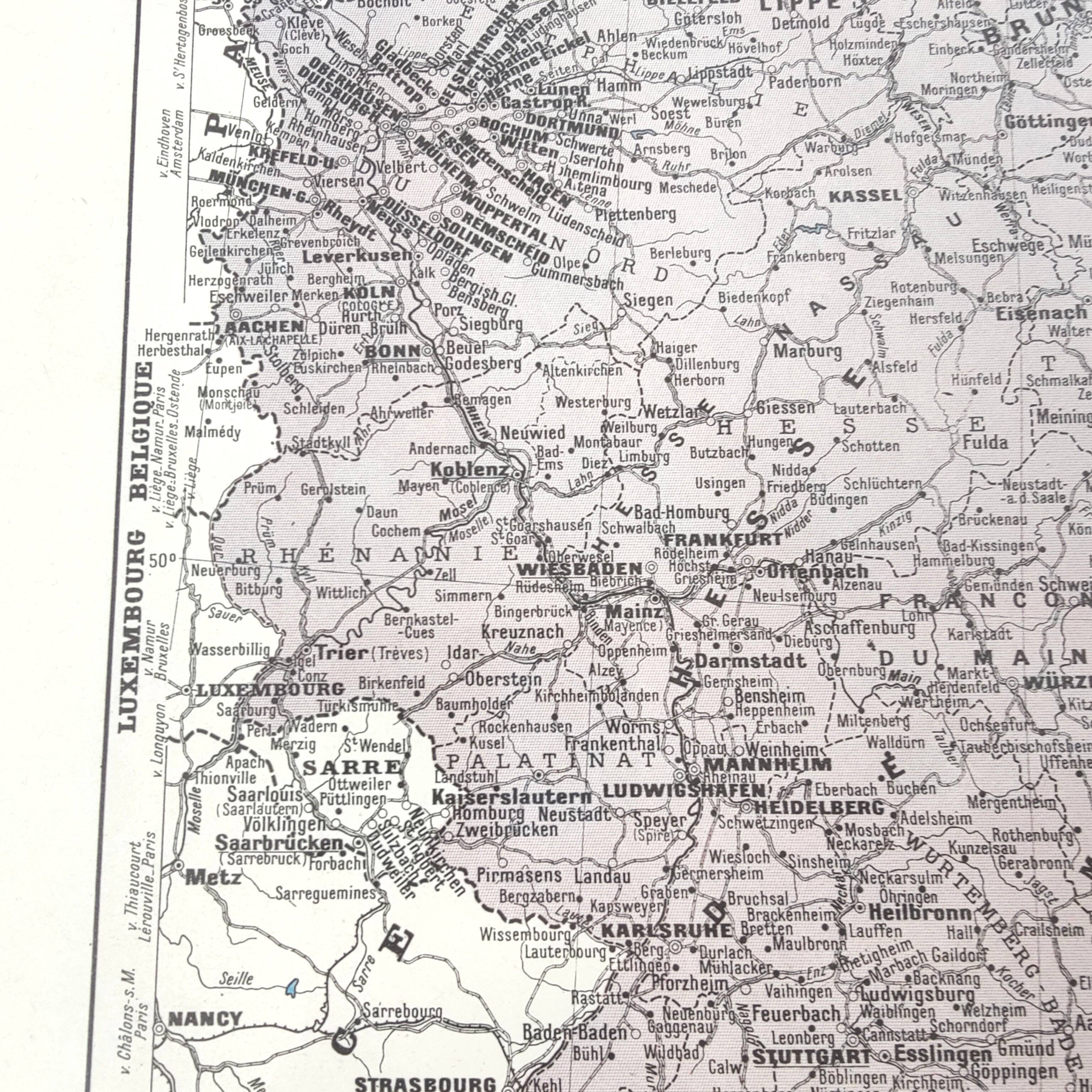 Old Germany map 43x43cm from 1950