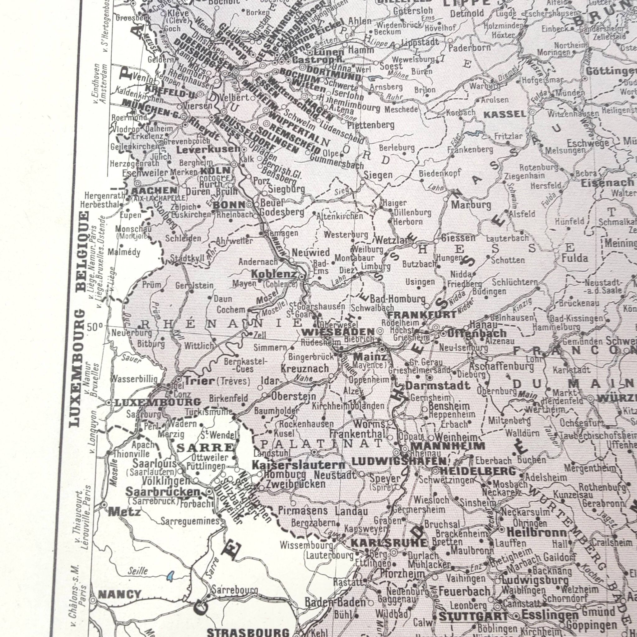 Old map of Germany 43x43cm from 1950