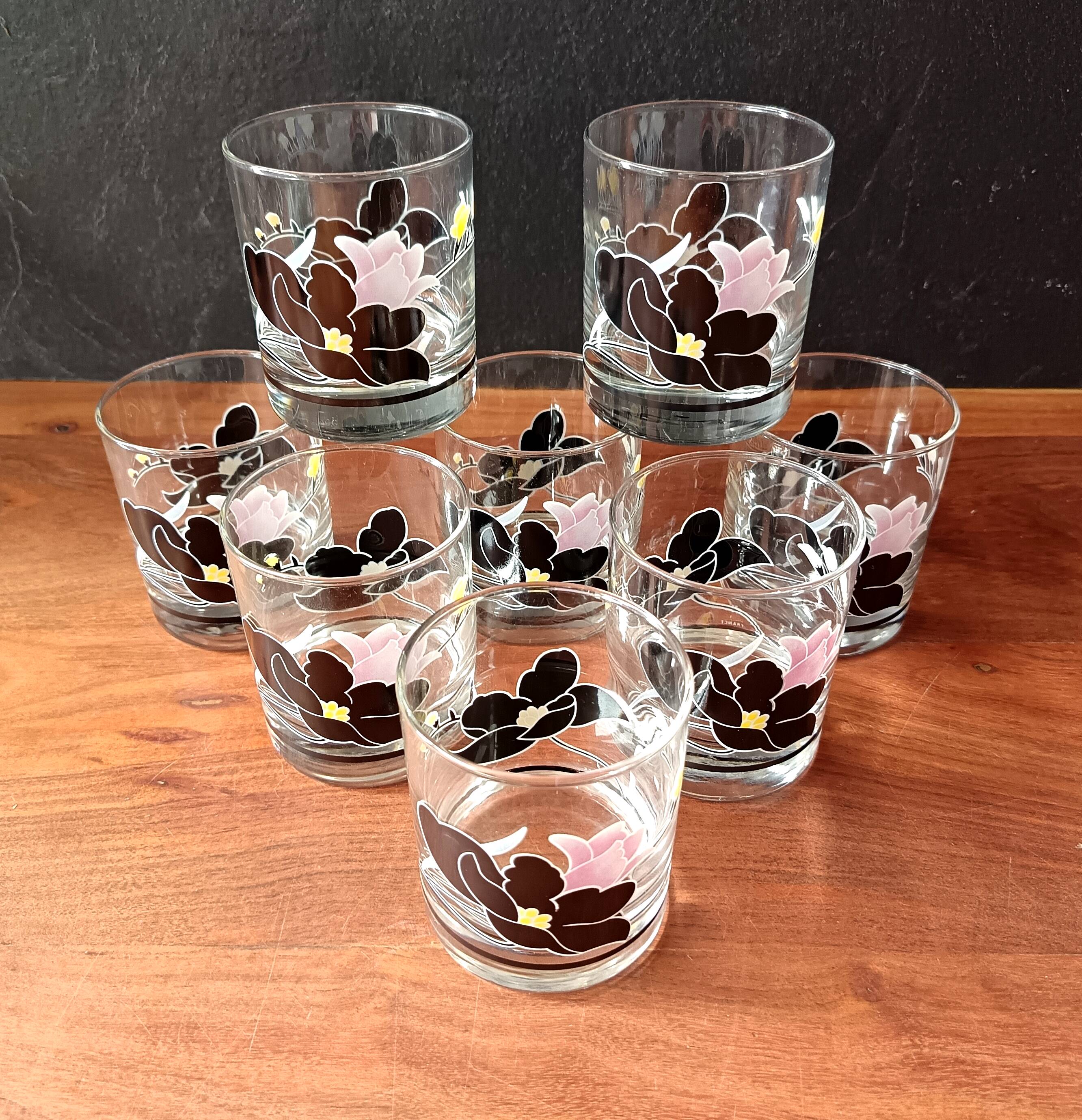 9 luminarc glasses model anaïs black rose vintage whisky glass