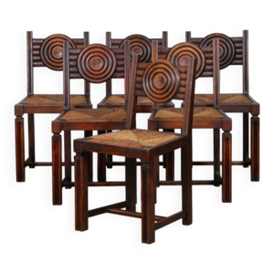 Suite de 6 chaises paillées