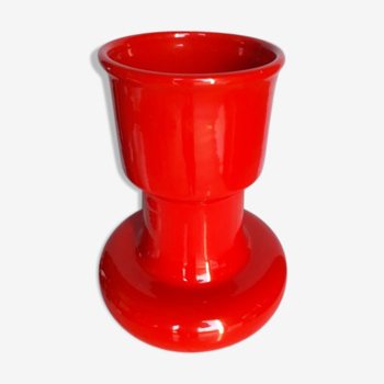 Vase signé céramique vintage 1950/60 rouge