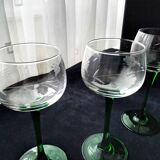 6 Alsace white wine glasses with engraved decoration