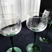 6 engraved white wine glasses from Alsace