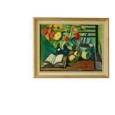 Still life with book by Eyvind Olesen