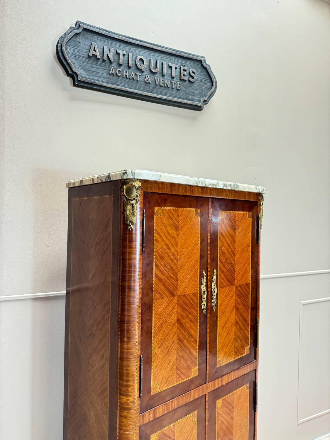 Louis XVI Style Marquetry Storage Cabinet, 19th Century