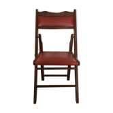 Folding chair wood and Skaï orange / vintage brown
