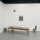Ash table with spindle legs, solid beech and ash