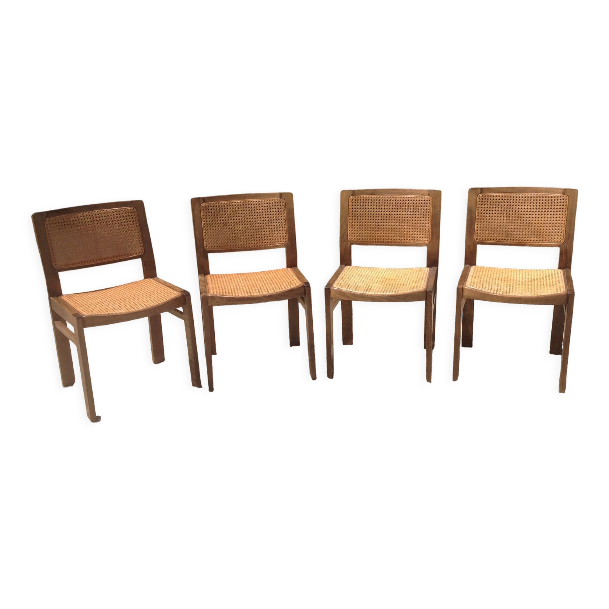 Lot de 4 chaises cannées Baumann vintage