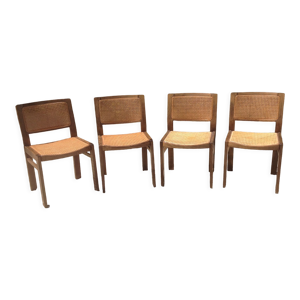 Lot de 4 chaises cannées