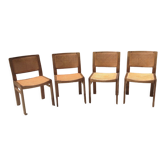 Set of 4 vintage Baumann tanned chairs