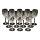 12 White Wine Glasses in Arques Crystal, Fleury Cut Flamépis Pattern
