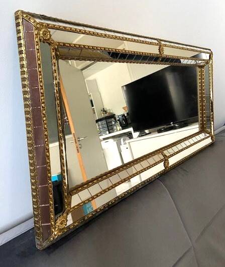 Old Faceted Beaded Mirror Venetian Style Vintage Design 60s/70s