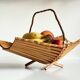 Chic folding table basket wood and bamboo vintage