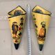 Old pair of ceramic faience bouquets henriot quimper yellow