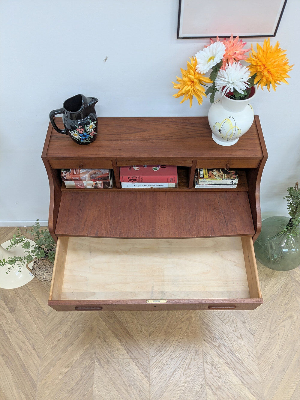 Secrétaire vintage scandinave en teck