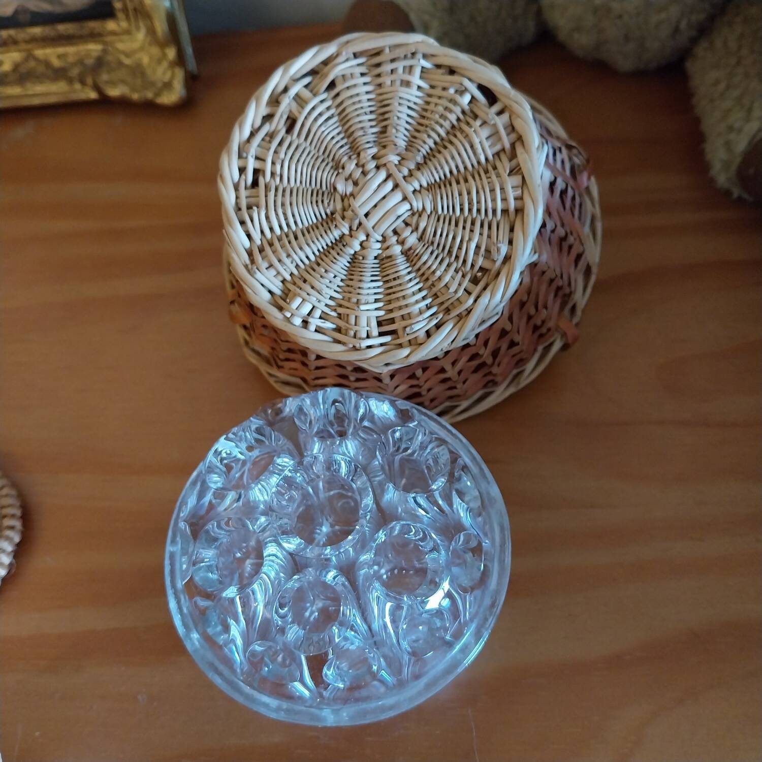 Old glass flower pitcher