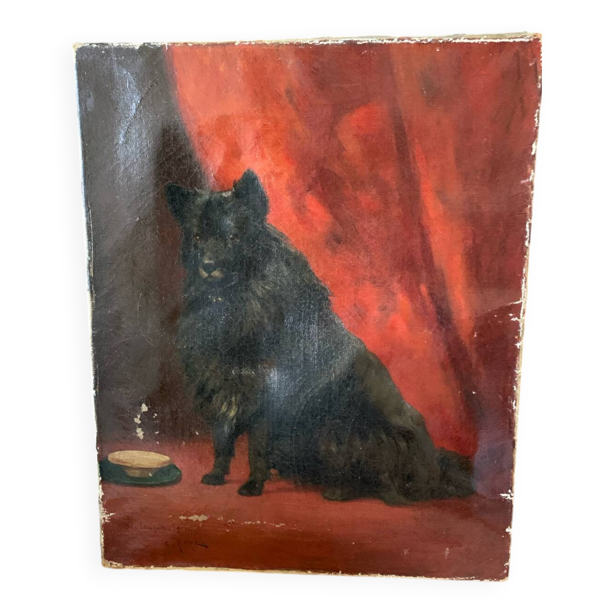 Old oil painting on canvas