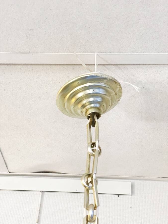 Yellow opaline pendant light, 1950