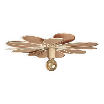 18-petal flower suspension in rattan and nude linen