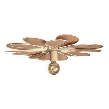 18-petal flower suspension in rattan and nude linen