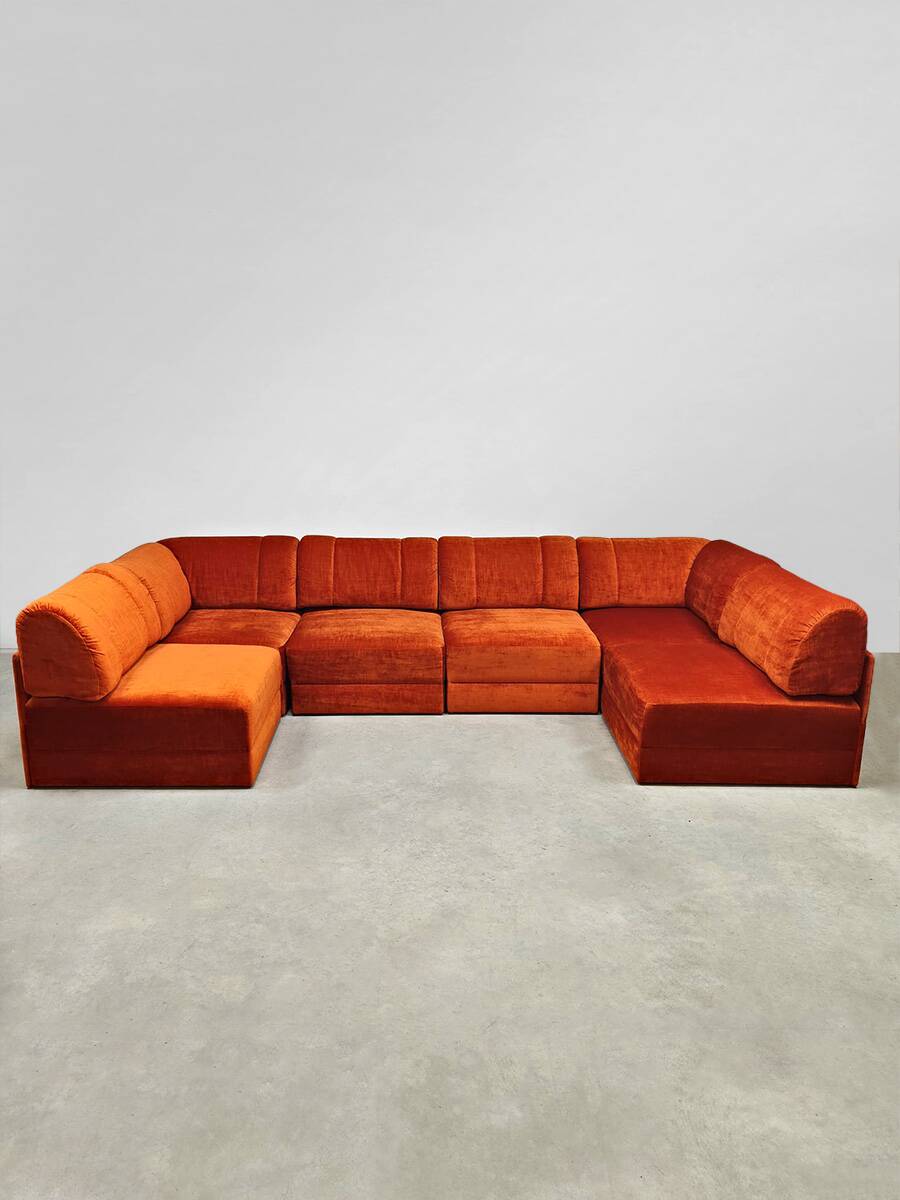 Vintage design modular sofa 'Burnt orange'