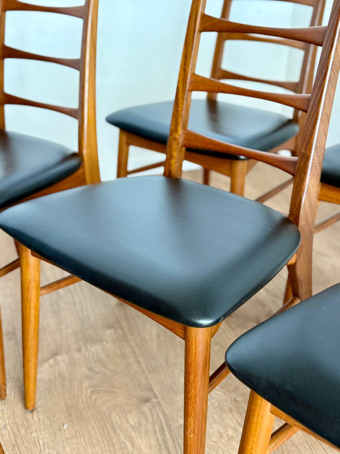 Set of 6 Scandinavian Teak Chairs by Niels Koefoeds, 1960s