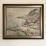 Vintage Impressionist Sea Scape Oil on Canvas Signed E.Ollers (1888-1959) Framed
