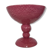 Large pink Digoin earthenware footed bowl
