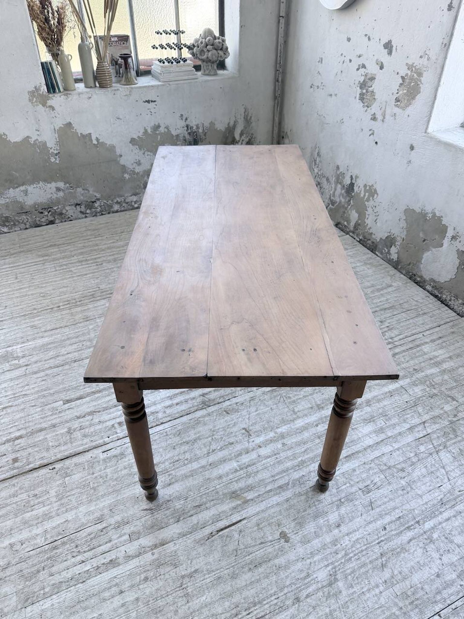 Bistro farmhouse table cherry wood turned legs 180cm