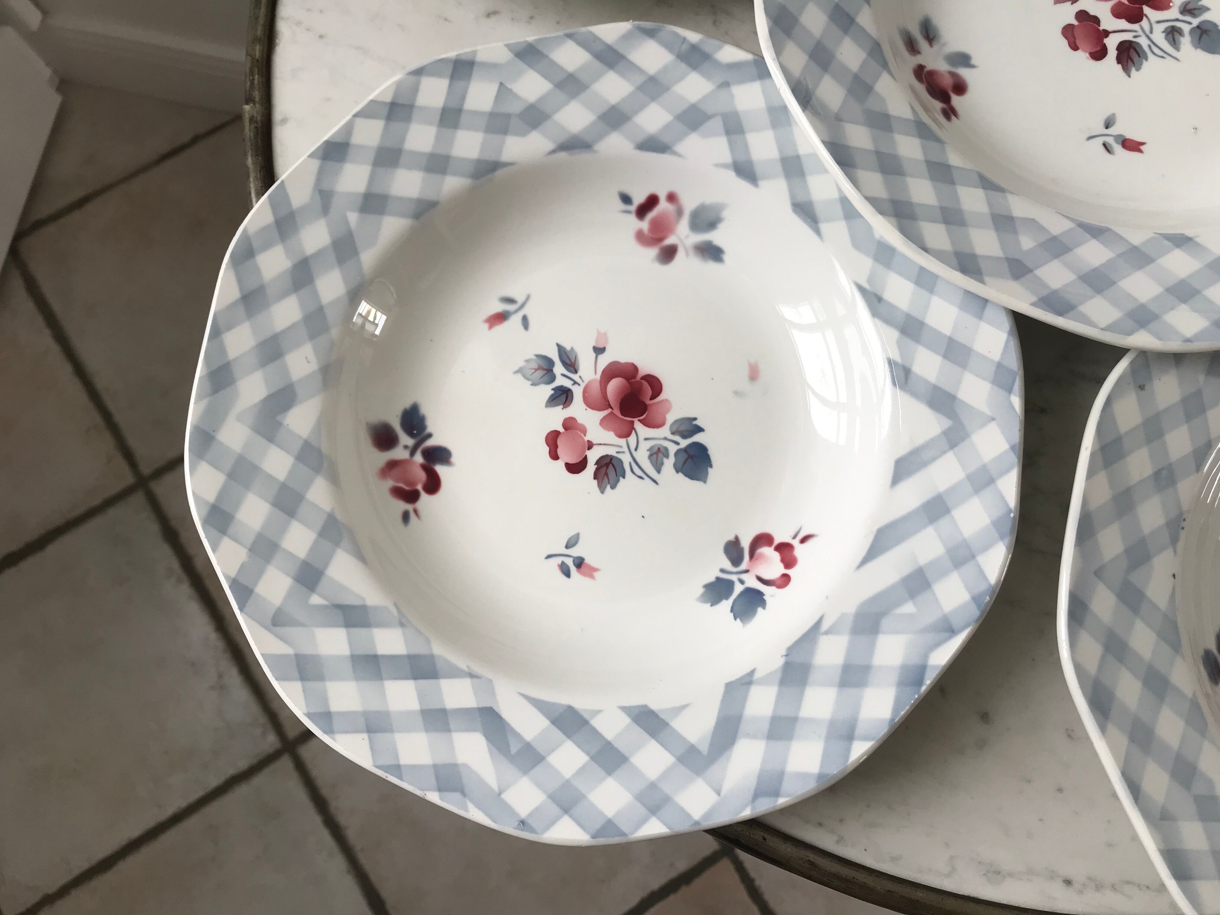 set of 6 hollow plates Digoin Sarreguemines model "Bastia" years 30-40