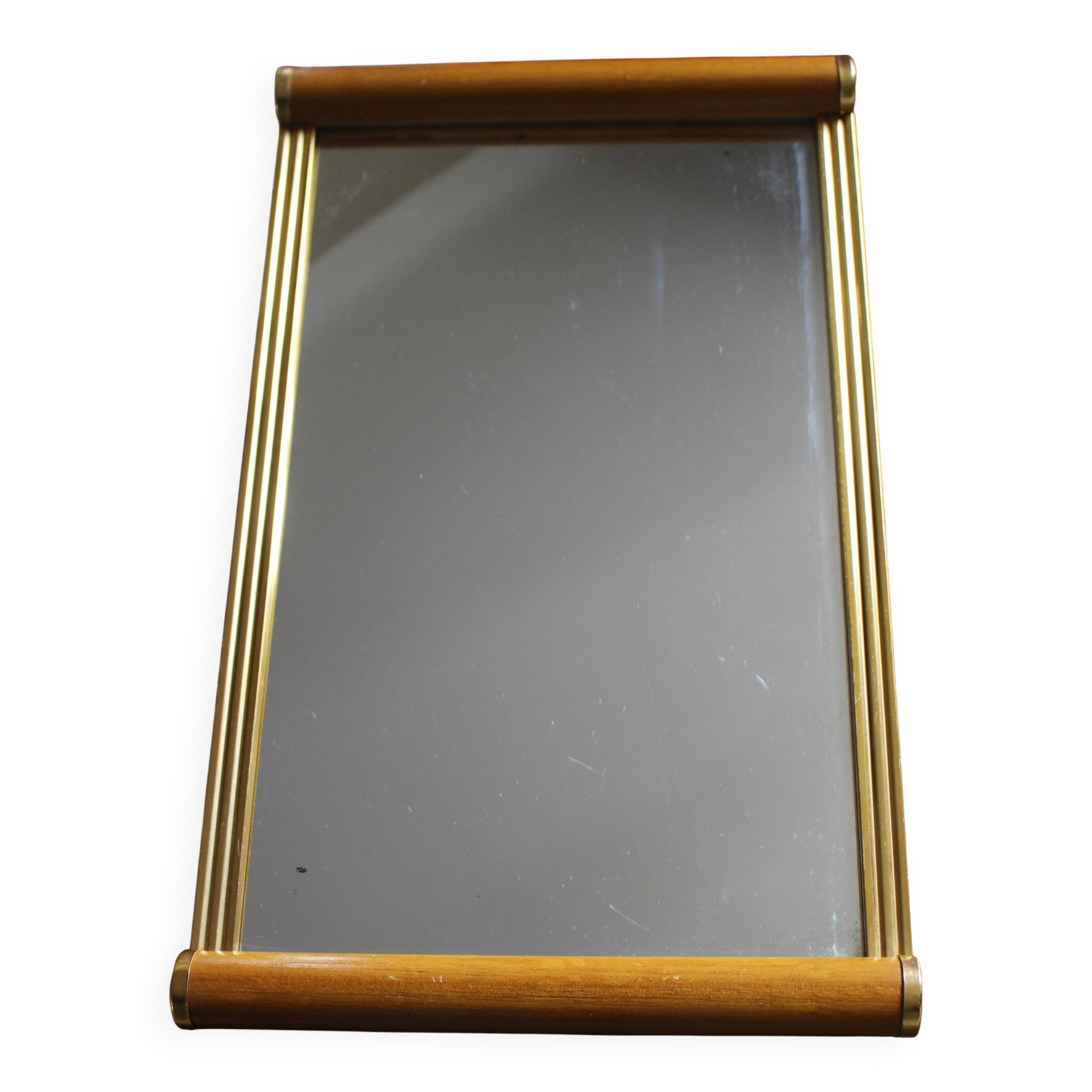 Large rectangular wooden mirror tray with vintage gilding