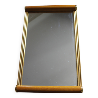 Large rectangular wooden mirror tray with vintage gilding