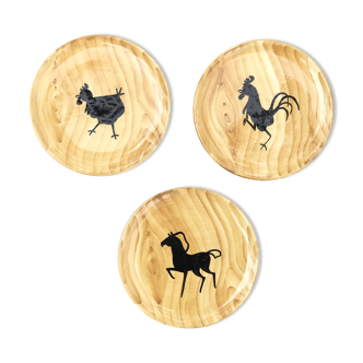 Together 3 Vallauris workshops Grandjean Jourdan hand painted plates