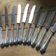 Set of 10 antique silver metal knives
