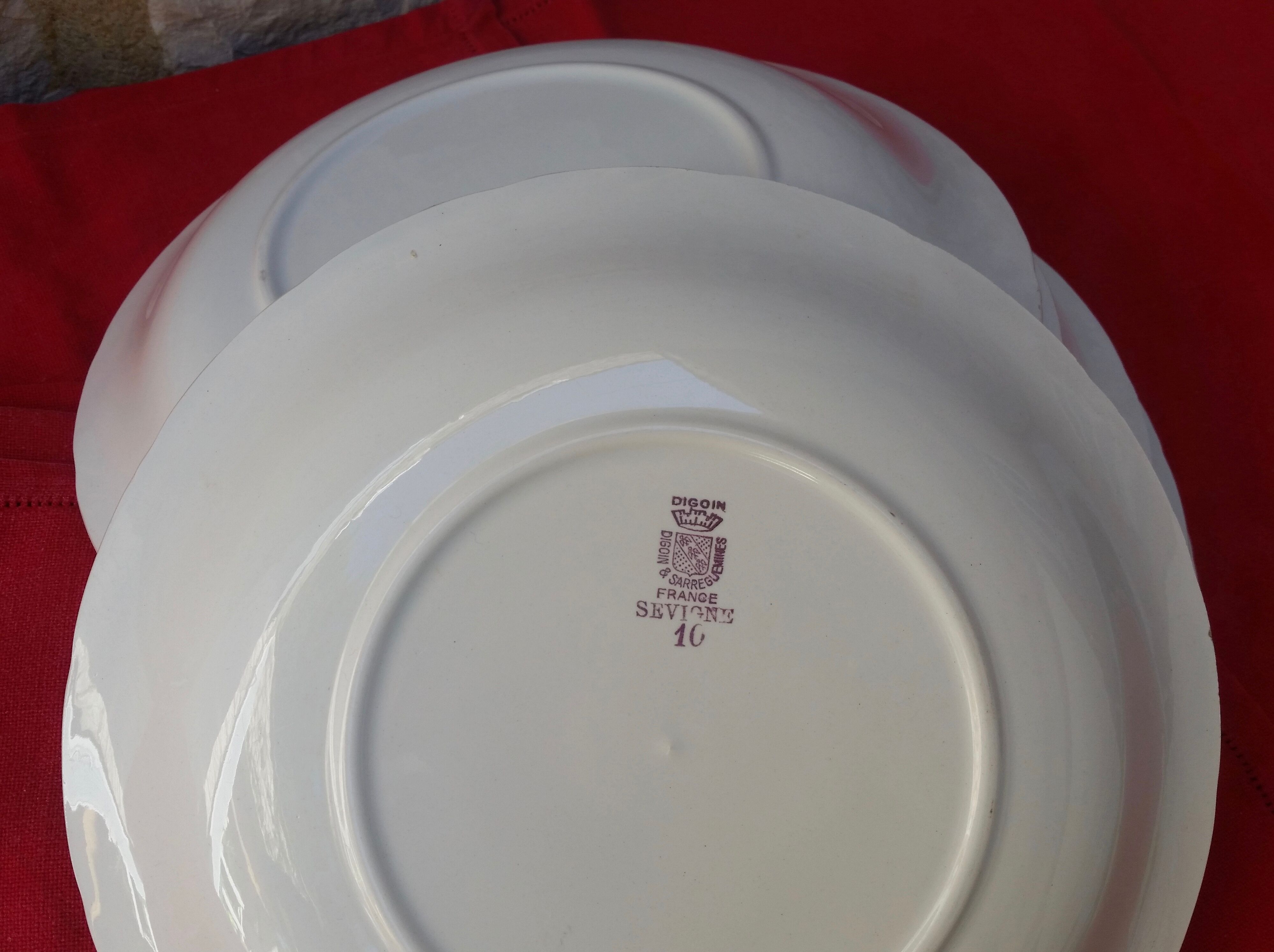 Set of 6 plates flat Digoin and Sarreguemines model Sévigné